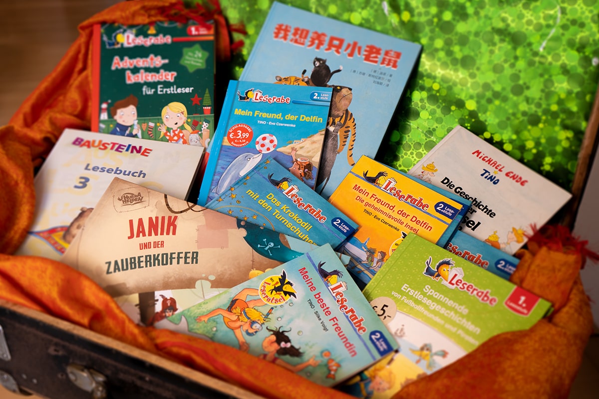 Der Lesekoffer mit vielen Büchern